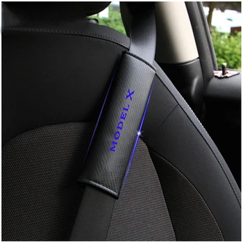 

For Tesla Model X Car Seat Belt Shoulder Strap Protect Pads Cover No Slip No Rubbing Soft Comfort 2Pcs Red Blue White