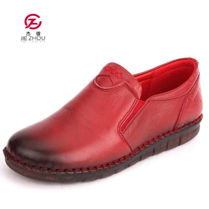 

2019 New Women Shoes Genuine Leather Flat Shoes Fashion Hand-sewn Loafers Woman Flats