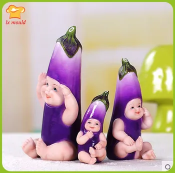 

LXYY new baby eggplant wedding birthday cake decoration creative cute doll silicone candle molds DIY clay mold