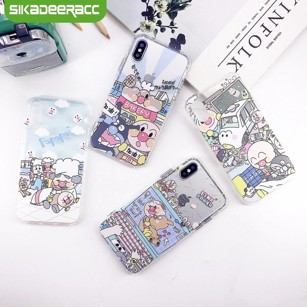 

Anpanman Phone Case For iPhone X Case TPU Soft Shin Chan Transparent Shockproof Covers For iPhone 7 8 Plus 6 6s Plus Case SI02