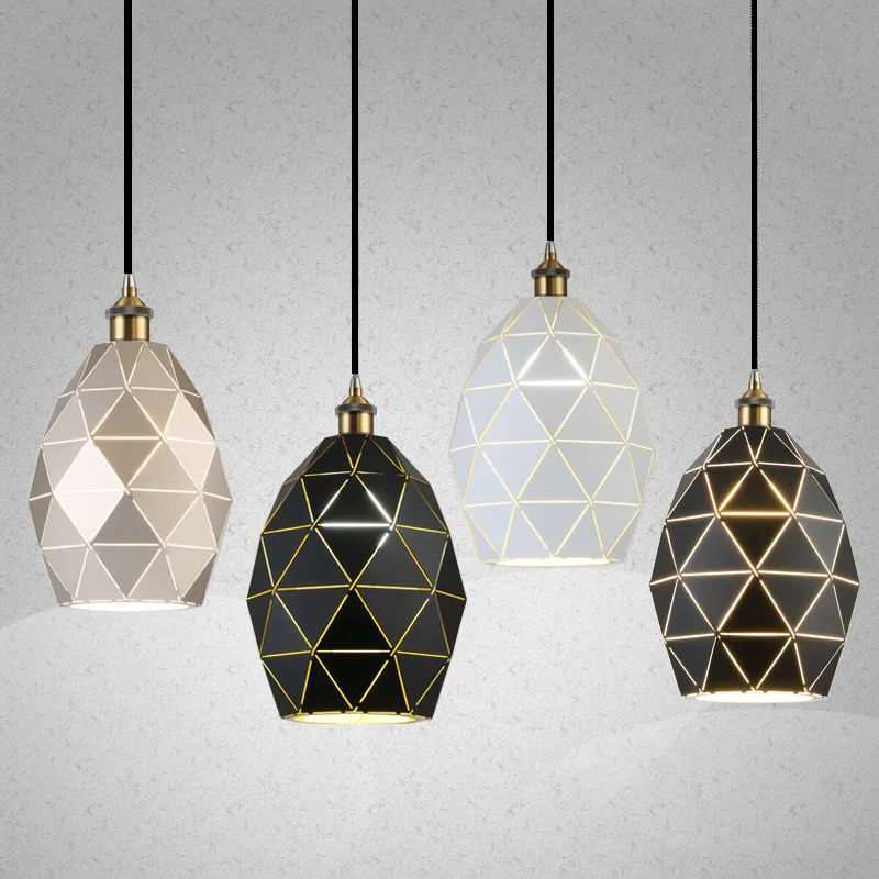 Post Modern Pendant Light Painted Metal Hanging Drop Lights Home Retro Industrial Pendant Lamp Silver Black White E27 E26 Lights (23)