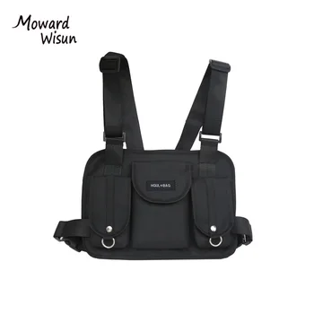 

Black Hip Hop Chest Rig Bag Streetwear Functional Tactical Chest Bag Luxury Chest Rig Streetwear Kanye West Waist Packs