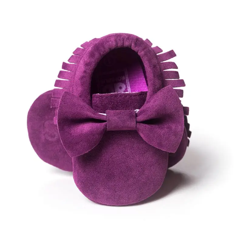 Модная обувь на мягкой подошве; Милые Мокасины с бантом для маленьких мальчиков и девочек; обувь с кисточками; 0-18 месяцев - Цвет: Color D