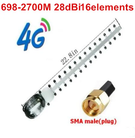 4G LTE Yagi Antenna 698-2700MHz 28dBi 16 elements Outdoor Roof Antenna