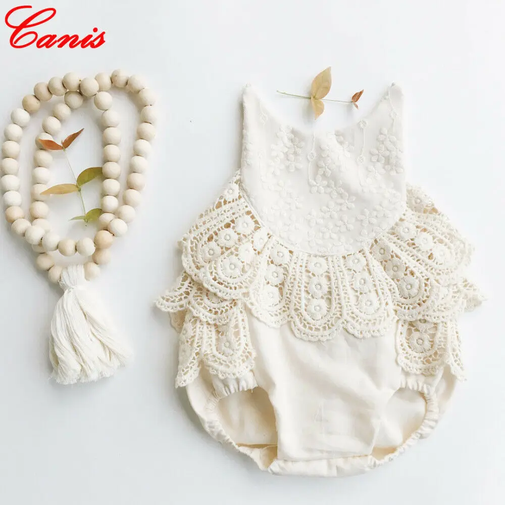 

Newborn Kids Baby Girl Fashion Lace Sleeveless Romper Backless Bodysuit Jumpsuit Outfits Clothes 0-12M