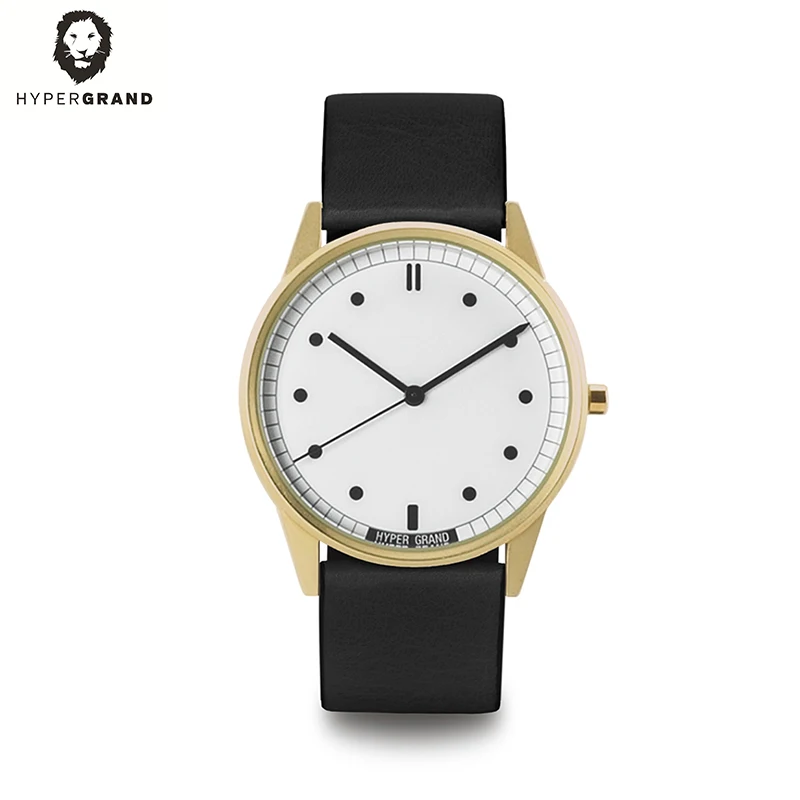 

HYPER GRAND Quartz Watch Men Leather Casual Fashion Simple Watches Male Movement Casual Sandblasting Alloy Wristwatch CW01GWBLK