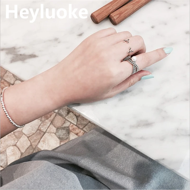 Женское кольцо HEYLUOKE винтажное тайское из 100% жареного теста с жемчугом и открытым
