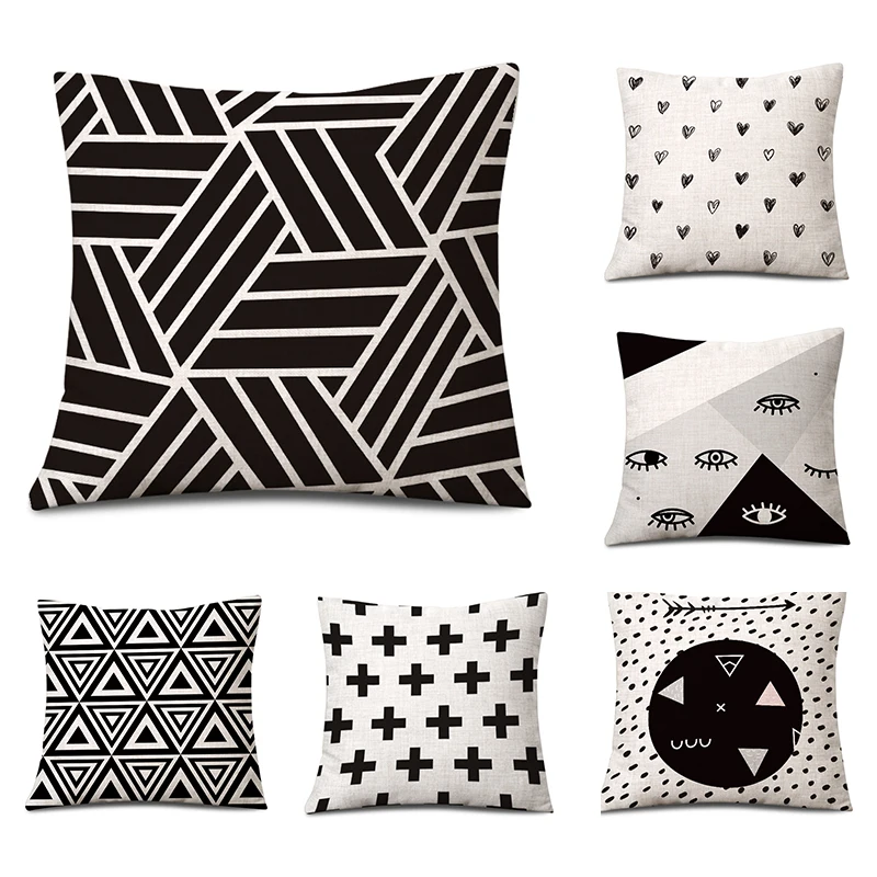 Nordic Black White Panda Line Pillow Case Sleeping Comfortable Soft Children Pattern Cover Home Seat Set | Дом и сад