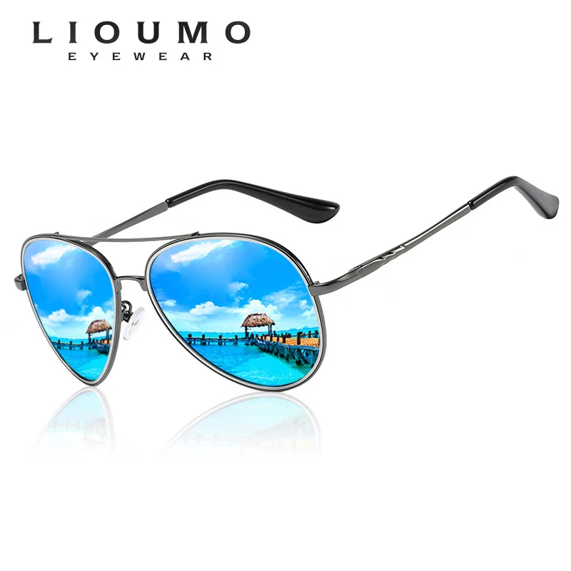 Brand Design Sunglasses Pilot Men Vintage Polarized Sun Glasses Women Travelling Blue Lens Mirror Anti-Reflective Oculos De Sol