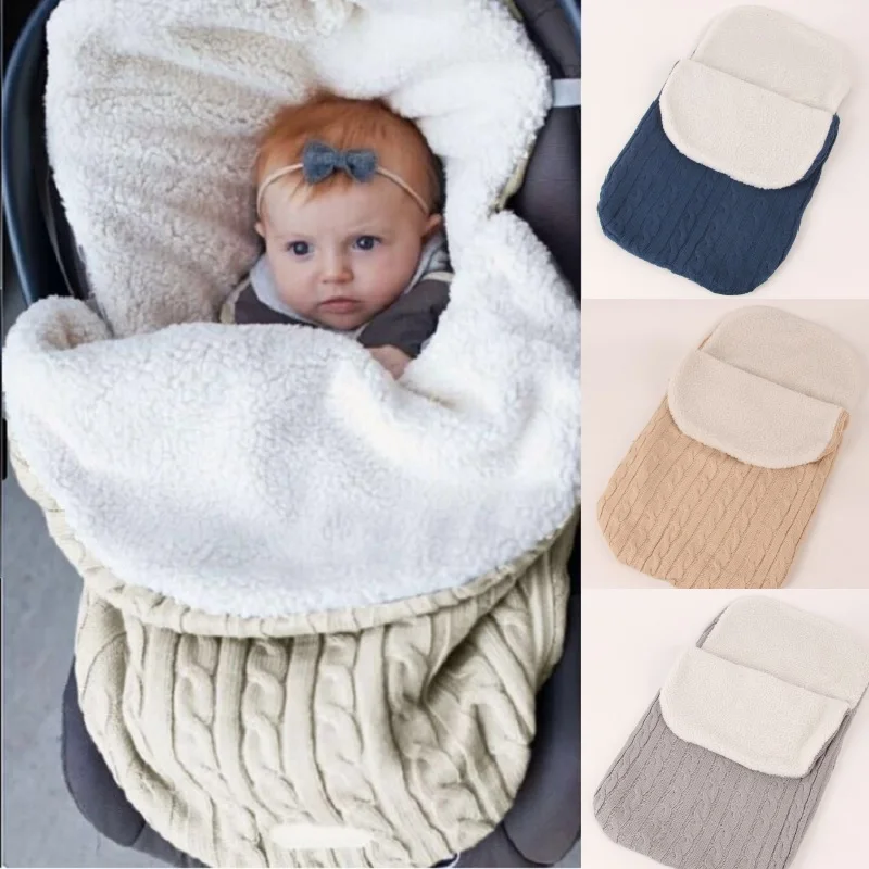 

Crochet Newborn Sleeping Bag Baby Stroller Sleepsacks Fleece Warmer Baby Girls Receiving Blanket Envelope Infant Bedding Swaddle
