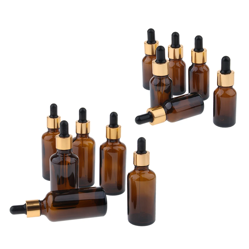 Pack Of 12pcs, Portable Empty Glass Dropper Bottles For Essential Oils, Colognes & Perfumes With Eye Droppers
