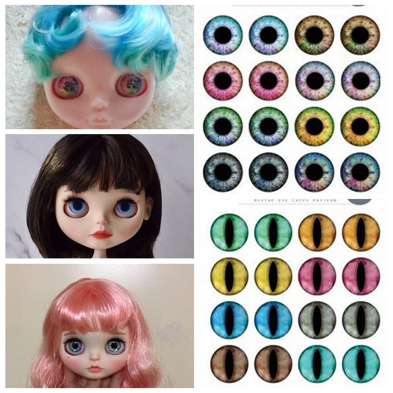 

New 10 Pairs/set DIYEyechips Pattern Blyth Dolls Eye chips paper Pattern Rainbow Shinning Color for 1:6 Dolls Eye DIY Tools