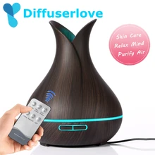 Diffuserlove 400 мл древесины увлажнитель воздуха Дистанционное Управление бытовой диффузор для эфирных масел, 7 цветов меняющийся светодиодный ночной Светильник