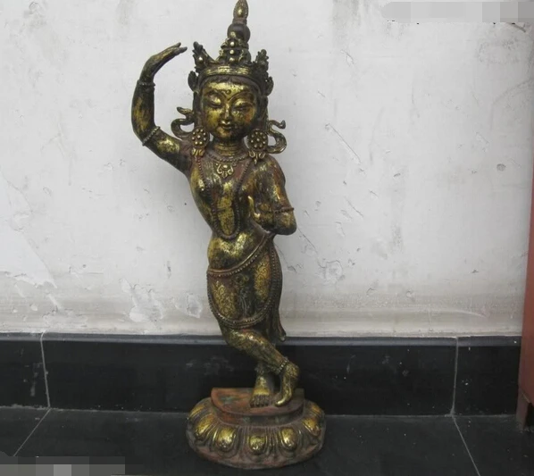 

wholesale factory 23" China Bronze gild copper Buddhism Of INDIAD GODDESS Buddha Sculpture Statue
