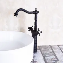 Двойные ручки Черный Цвет масло втирают Бронзовый поворотным носик Кухня барная раковина Ванная комната смеситель горячей и холодной смесителя anf147