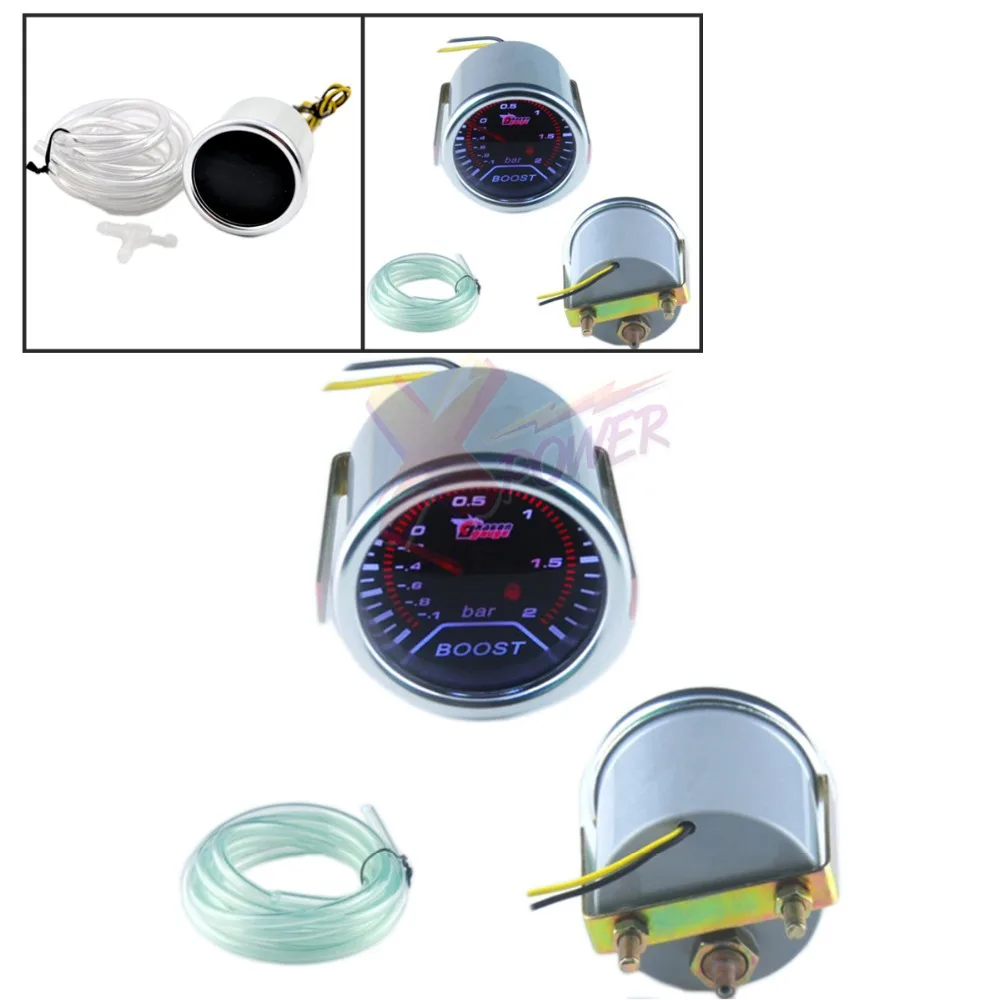 Xpower New 2'' 52mm UNIVERSAL TINTED TURBO BAR BOOST GAUGE FIT FOR CAR