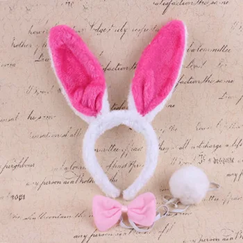 

Sexy Lady Long Bunny Ear Hairband Plush Headband Tie Tai Kids Adult Christmas