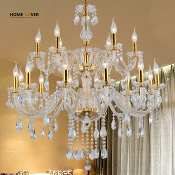 

European Gold crystal Large chandelier 15/18/12 Arm Luxury Modern Chandelier Lighting fashion Luxury Gold transparent K9 Crystal