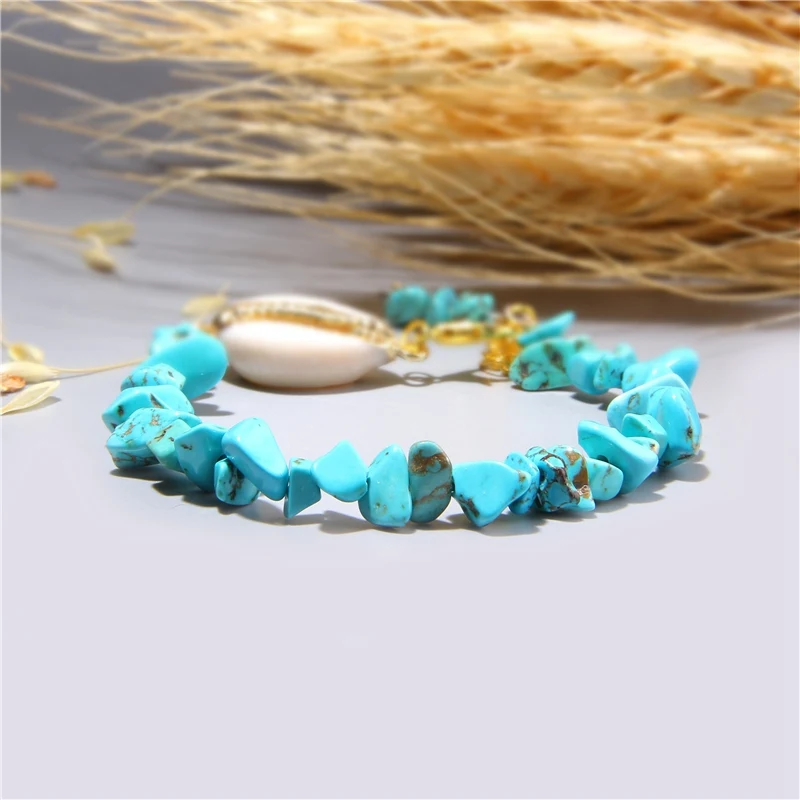 Cowrie Shell Bracelet Natural Stone Chips Crystal Seashell Hand Chain Bracelet for Women Femme Beach Jewelry Bohemian