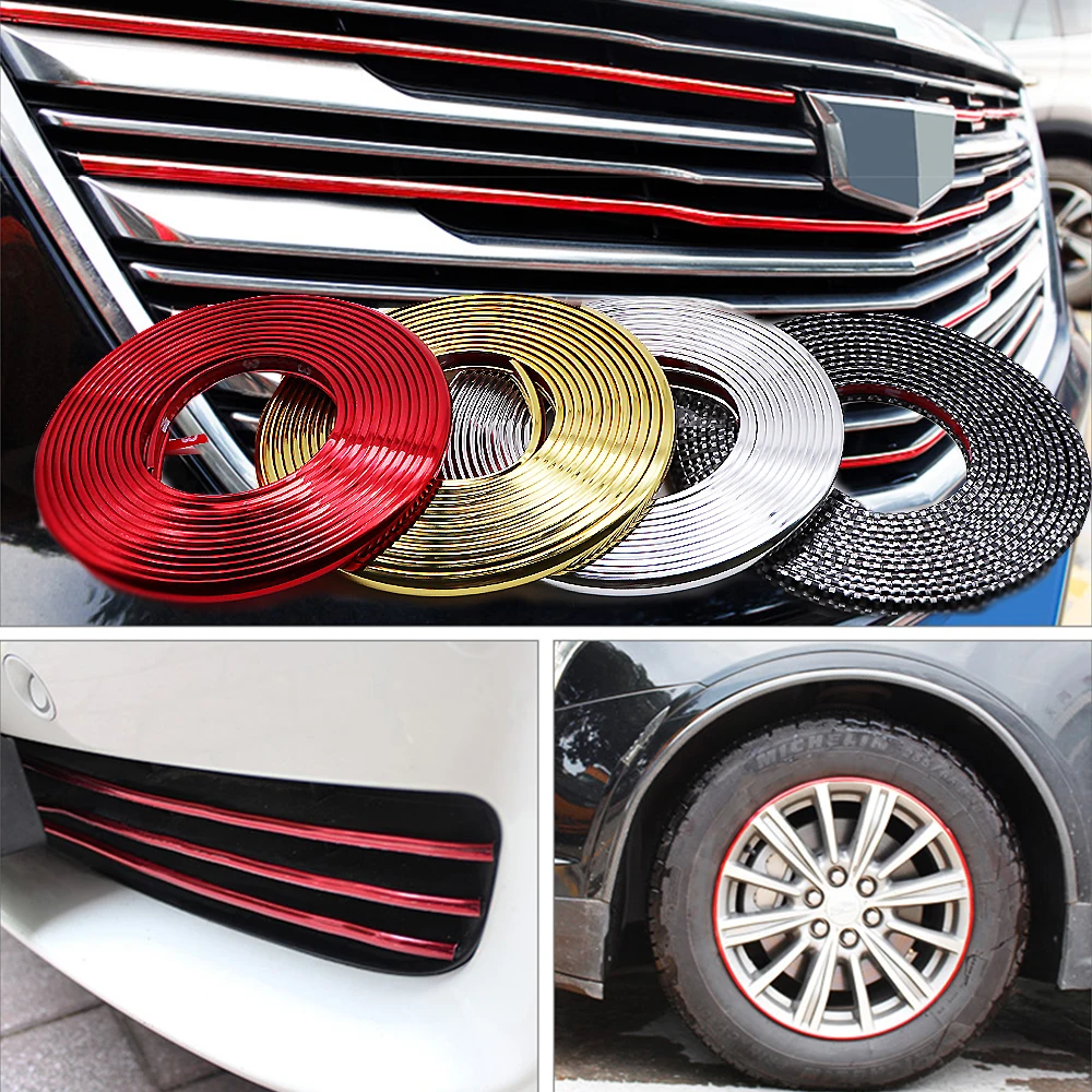 

4M/8M Styling Moulding Car Bumper Trim Strip Wheel Hub Protection Ring Adhesive Grille Impact Decorative Strip Car Accessories