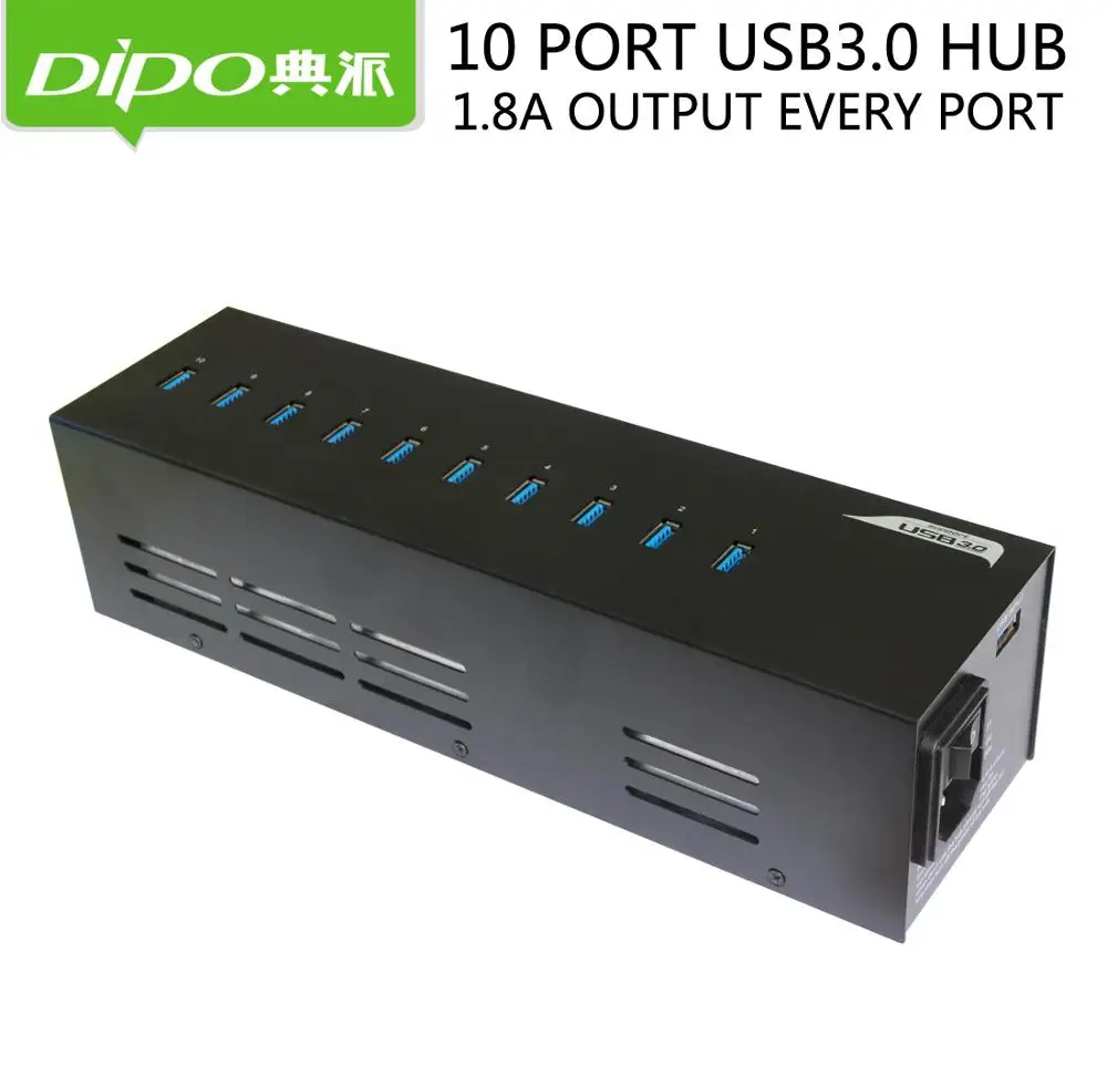 DIPO 4 7 19 10 портов 3 0 usb хаб с адаптером питания 12 В 20 А высокоскоростной разветвитель