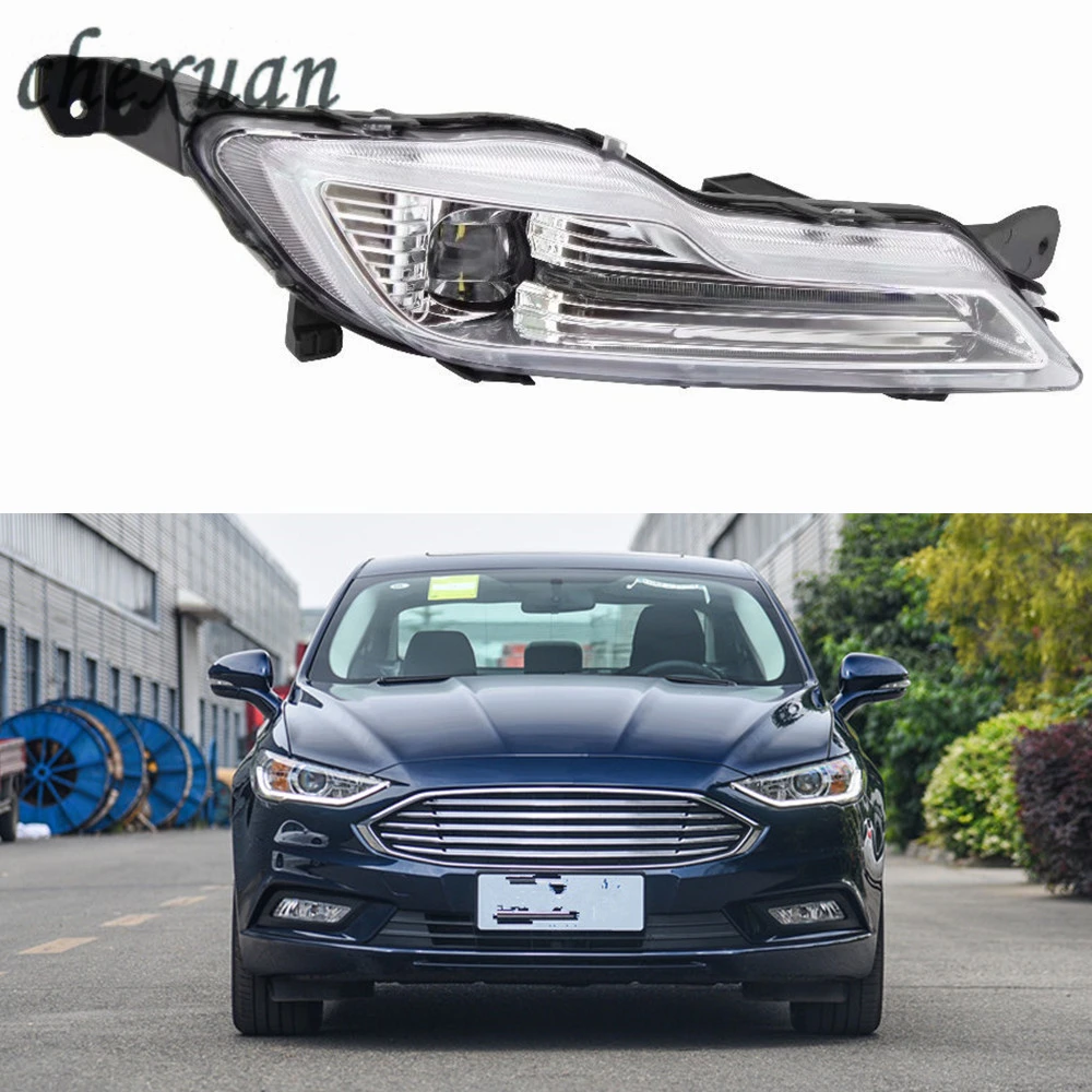 

CSCSNL 1 Set 12v Car LED DRL Daytime Running Lights Daylight ABS Fog Lamp Cover Car-Styling For Fusion Mondeo 2018 DRL