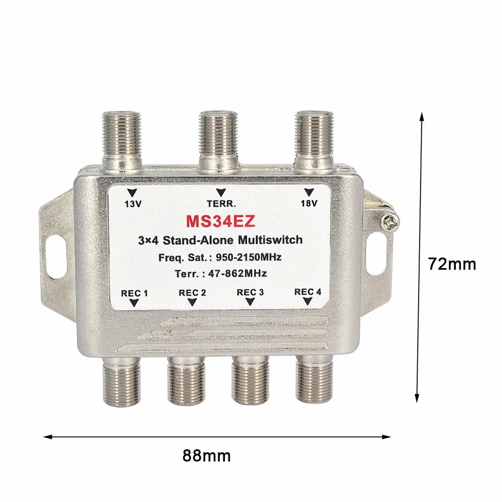 MS34EZ 3x4 спутниковый мультипереключатель сплиттер FTA ТВ с lnb конвертером переключатель Каскадный спутниковый 3 в 4 Выход мультипереключатель хороший
