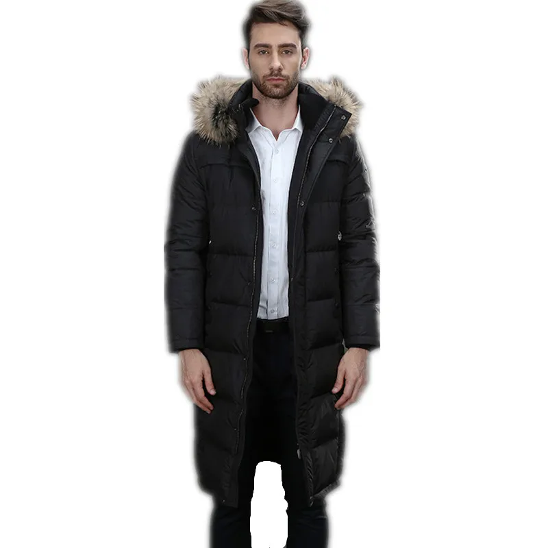 Luxury 90% Goose Down Jacket Winter Coat Men Raccoon Fur Collar Hooded ...