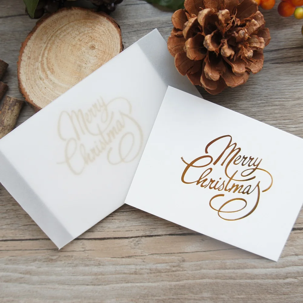 Многофункциональные 25 шт мини-открытки с Рождеством золотые с прозрачным белым конвертом Скрапбукинг вечерние приглашения DIY Декор Подарочная открытка