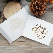 

multi-use 25pcs Mini Merry Christmas Card gold with transparent white envelope Scrapbooking party invitation DIY Decor gift card