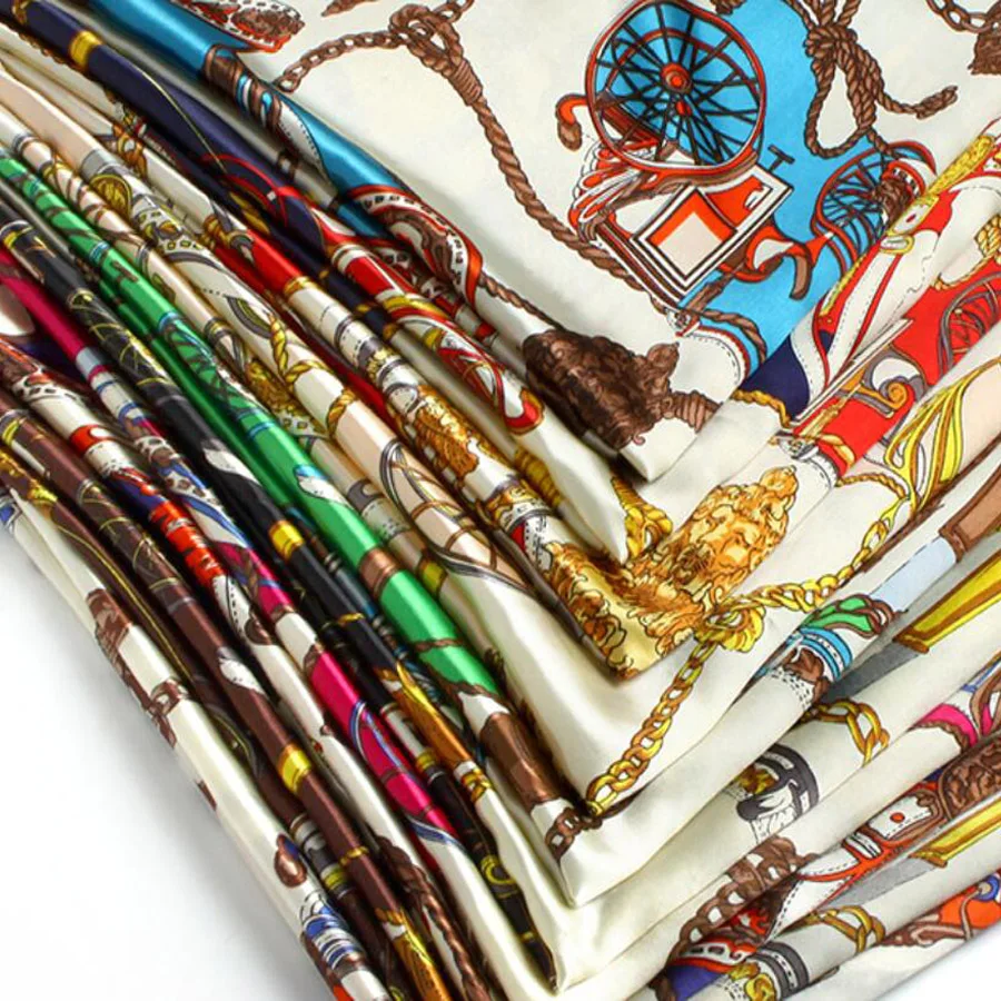 

Printed satin fabric decor Carriage chain DIY sewing craft material Polyester Silky Satin Fabric fashion