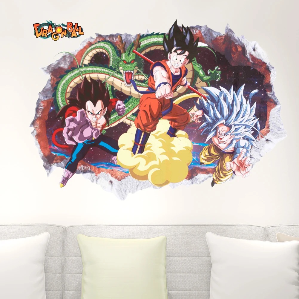 Dragon Ball Z Гоку 3D c книги по искусству Ун дети аниме стены виниловые наклейки, переводной рисунок Декор росписи Плакат своими руками подарок