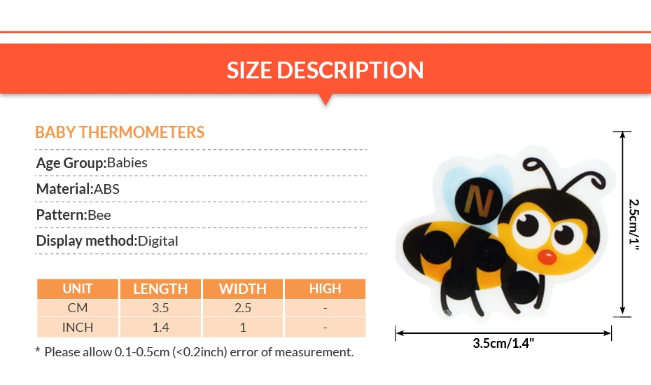 4 шт./партия ЖК-цифровая наклейка на лоб Детский термометр мультфильм пчела ABS детская медицинская многоразовый термометр