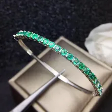 Изумрудный браслет,, натуральный настоящий изумруд, серебро 925 пробы для мужчин или женщин, 0.15ct* 18 шт, драгоценный камень# SL18062108