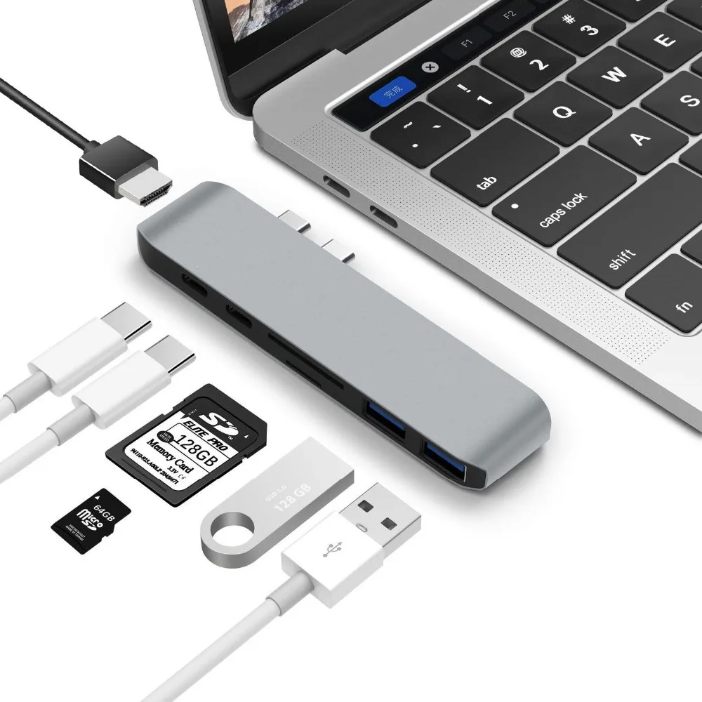 

USB-C to HDMI Adapter Thunderbolt 3 USB Type C Hub Dock Dongle with PD TF SD Reader Slot USB 3.0 for New MacBook Pro 2019 USB-C