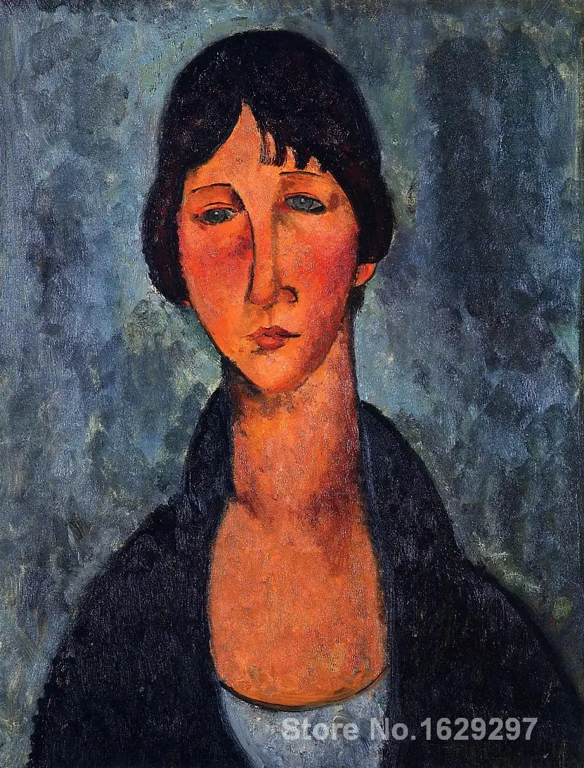 

Portrait art abstract The Blue Blouse by Amedeo Modigliani High quality Handmade