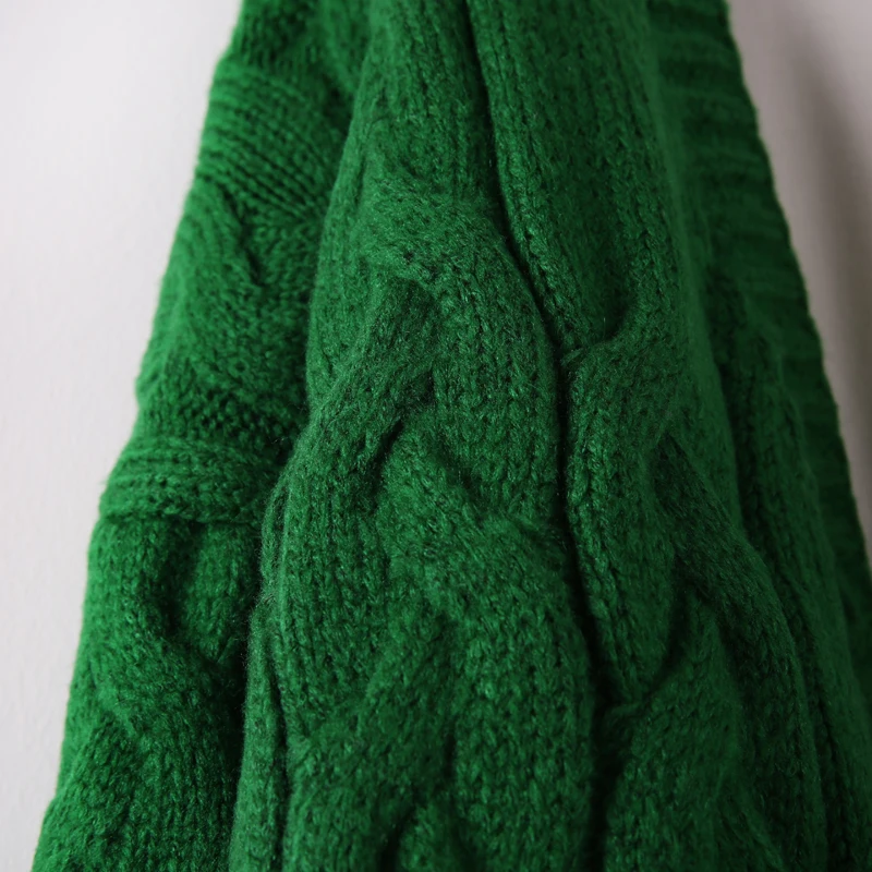 Пересечение открытый вязаный свитер женщин нормкор Падение плеча твист утолщаются кабель куртка, Изготовленная с применением техники Открытый шов женский негабаритный кардиган