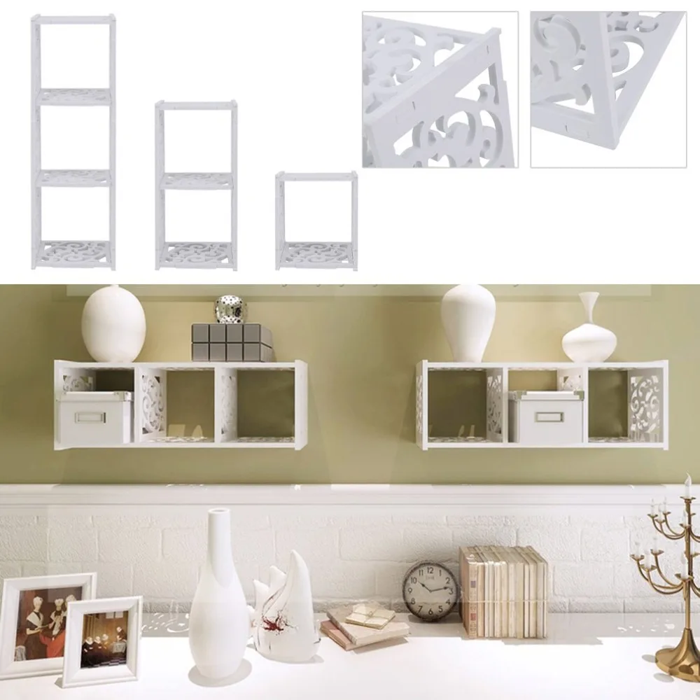 

Three Sets Of WPC Wall Hollow Carved Cubical Display Shelf Bookshelf Bookcase CD/DVD Organizer Display Rack Storage Shelving