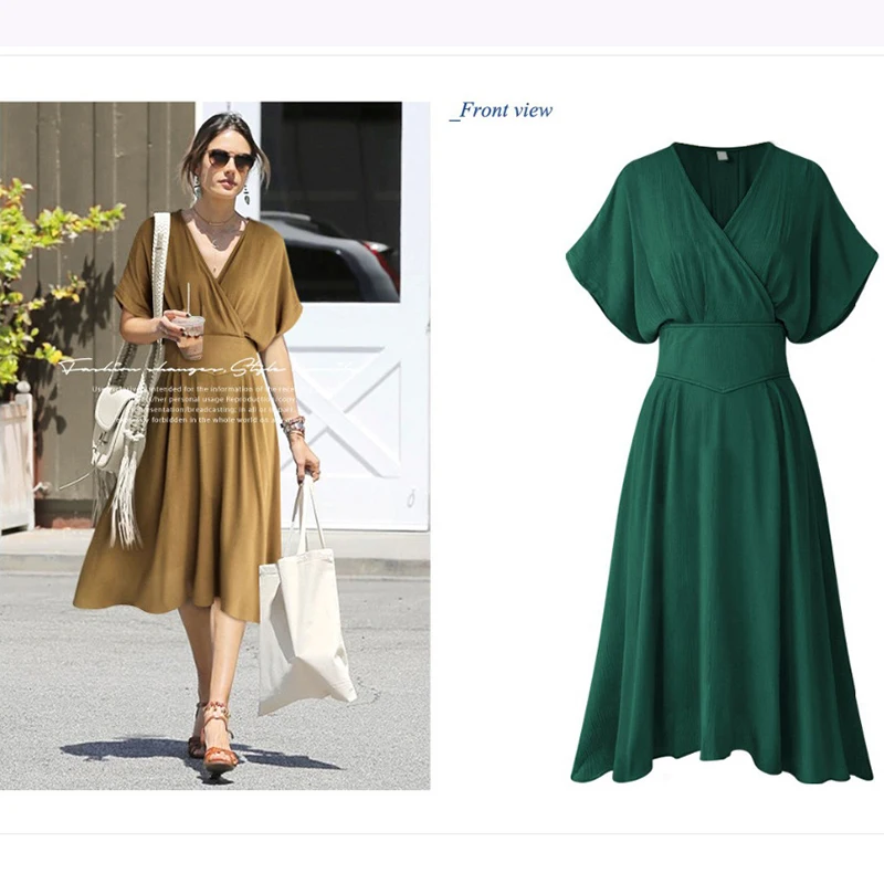 

Vintage Hunter Women Dress Plus Size 2018 Pleated Loose Simple French Elegant Girls Travel Retro Oversized Female Summer Dresses