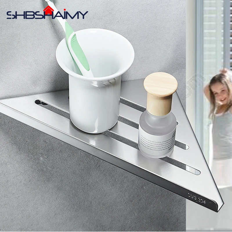 

Bathroom Stainless Steel Shelves Nickle Brushed Bathroom Shower Holder Corner Storage Shelf