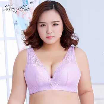 

MengShan Big breast and large bra Five-row buckles on vest bras for women plus size bra Lace CDE cup 50E 115E 52E 120E