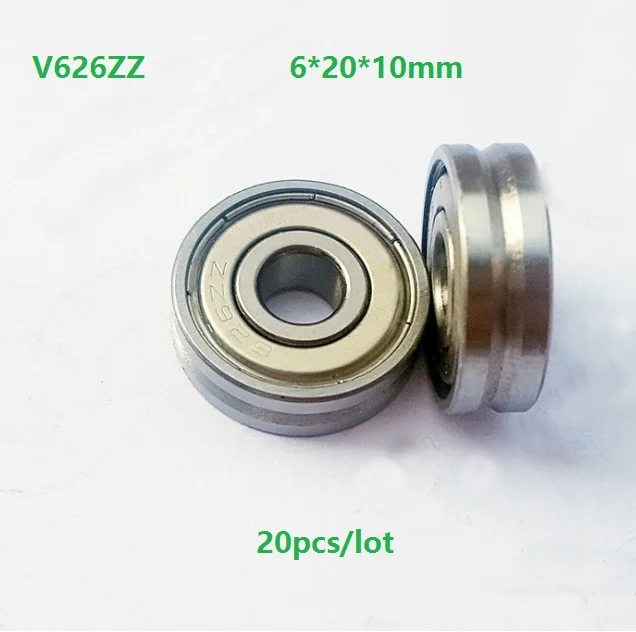 20pcs-lolt-v626zz-v62010-6x20x10mm-v-groove-ball-bearing-guide-track-roller-wheel-bearing-pulley-bearing-6-20-10mm