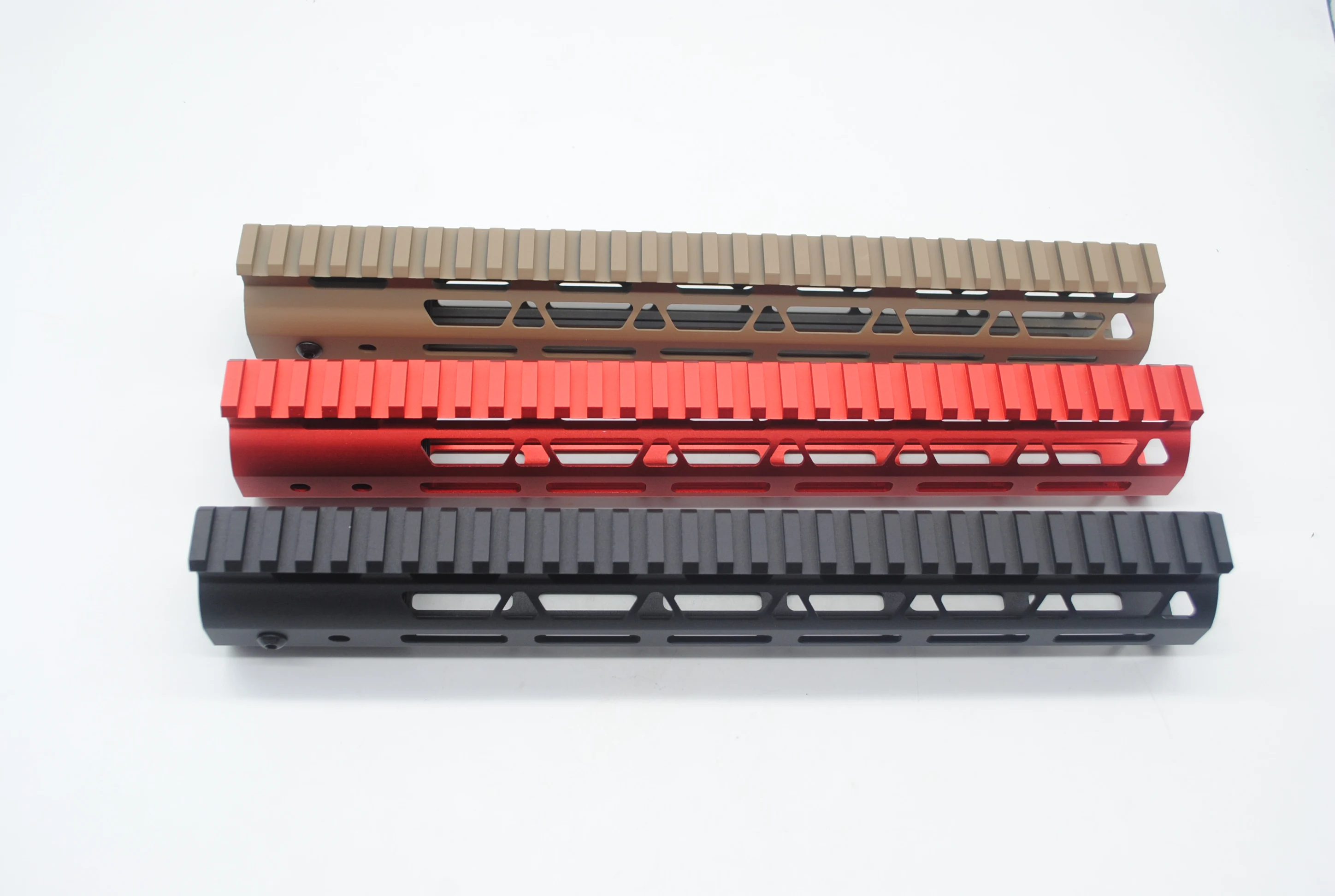 Aplus 10'' inch Free Float Handguard Rail M-lok / Keymod Style Mount System Fit.223/5.56 AR-15_Black/Red/Tan Color