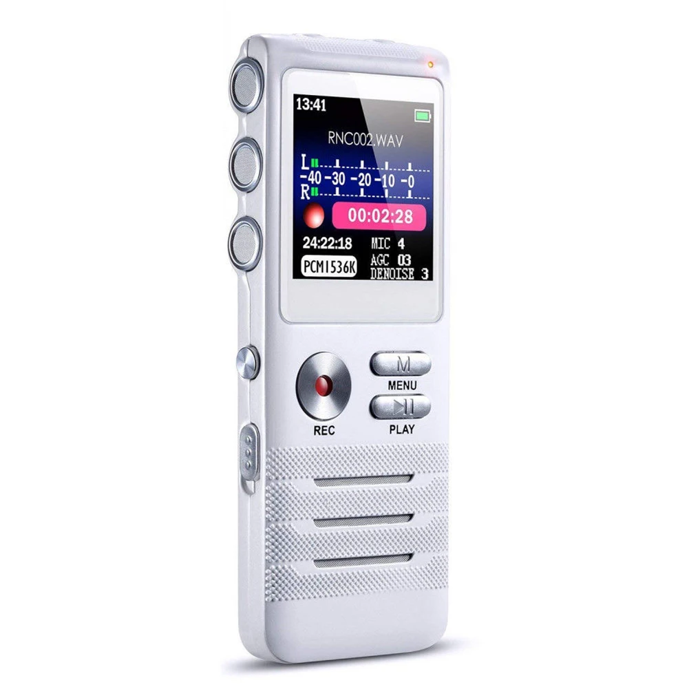 

8GB Multi-Languages Noise Reduction Dictaphone Lectures Voice Activated Digital Recorder Long Lasting Mini Dual Microphones