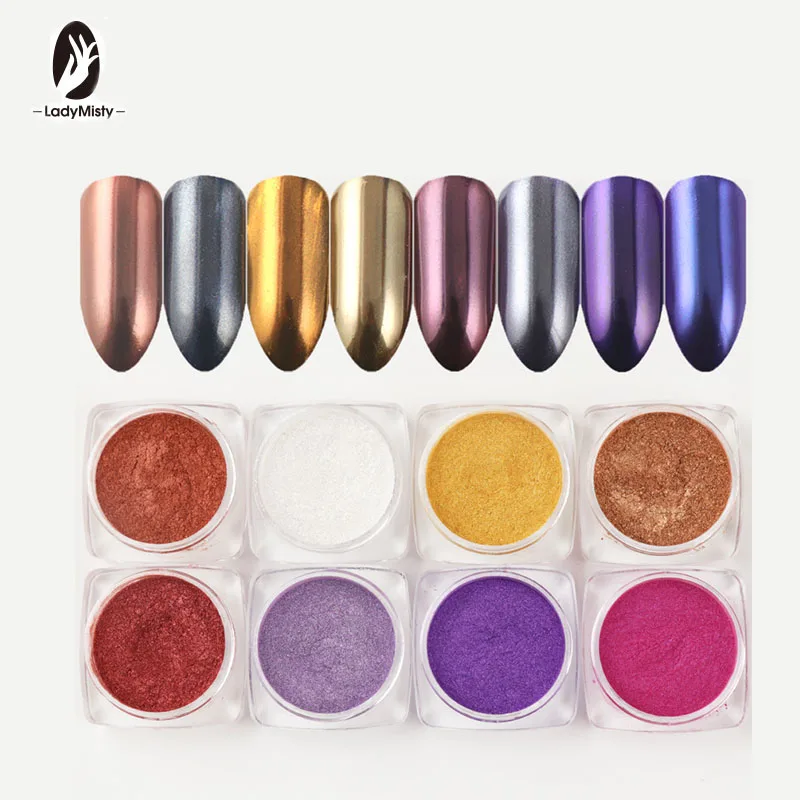LadyMisty 1 коробка жемчужная оболочка зеркало-Хамелеон Гель для ногтей Порошковые