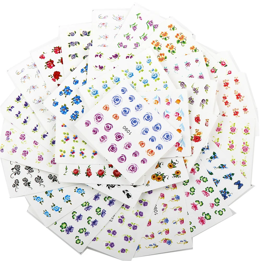 40 Sheets Random Colorful Nail Water Sticker Small Flower Series Nail Sticker For Nails DIY Nails Art Nail Polish Stickers