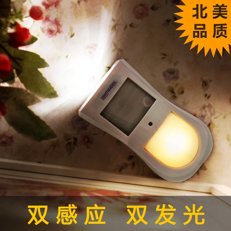 Led human sensor lamp small led night light plug charge photoswitchable bedside wall lamp socket lamp