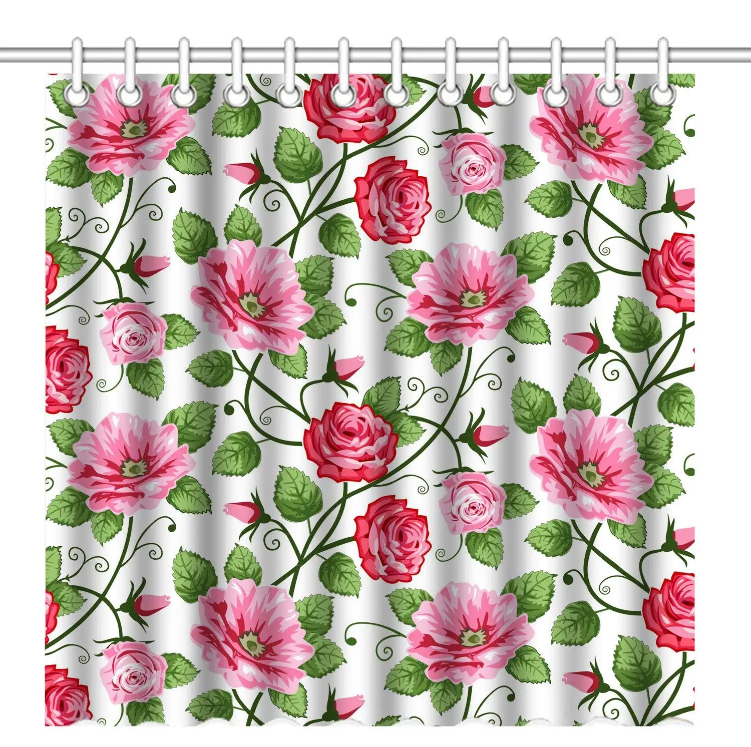 Buy Seamless Pink and red Roses Shower Curtain Pattern