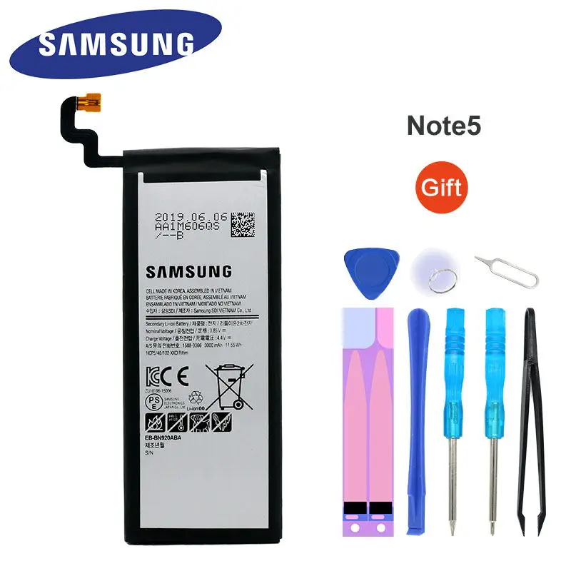 Samsung Оригинал Note5 батарея для Galaxy Note 5 N920 N920A N920T N920I N920G N920V N9200 N9208 3000mAh EB