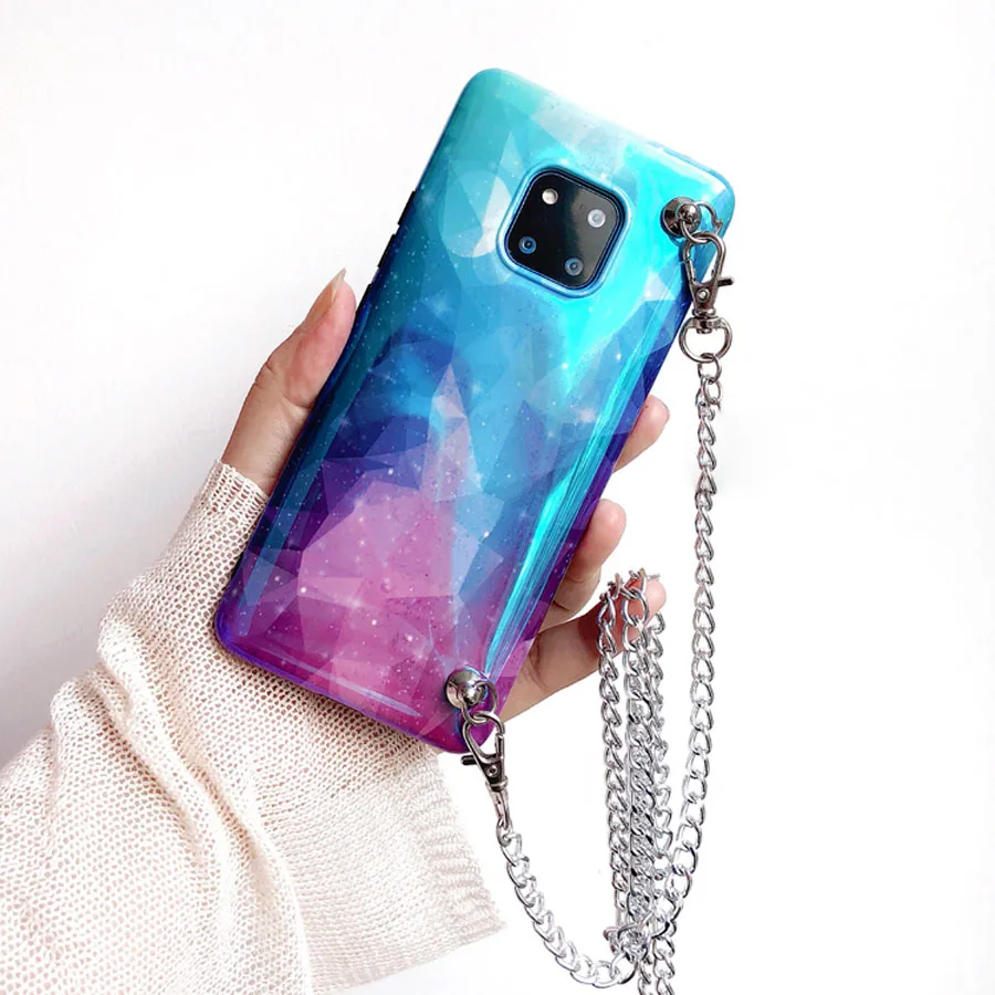 

space planet chain strap tpu case for huawei mate 20 pro P30 P20 pro honor 10 nova 3 3i 4 case cover fashoin shoulder soft shell